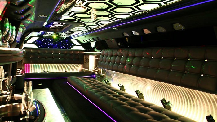 12 seat super stretch wedding car interior