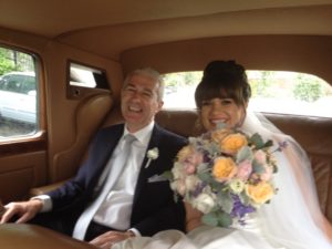 1950’s Classic Bentley inside with Bride