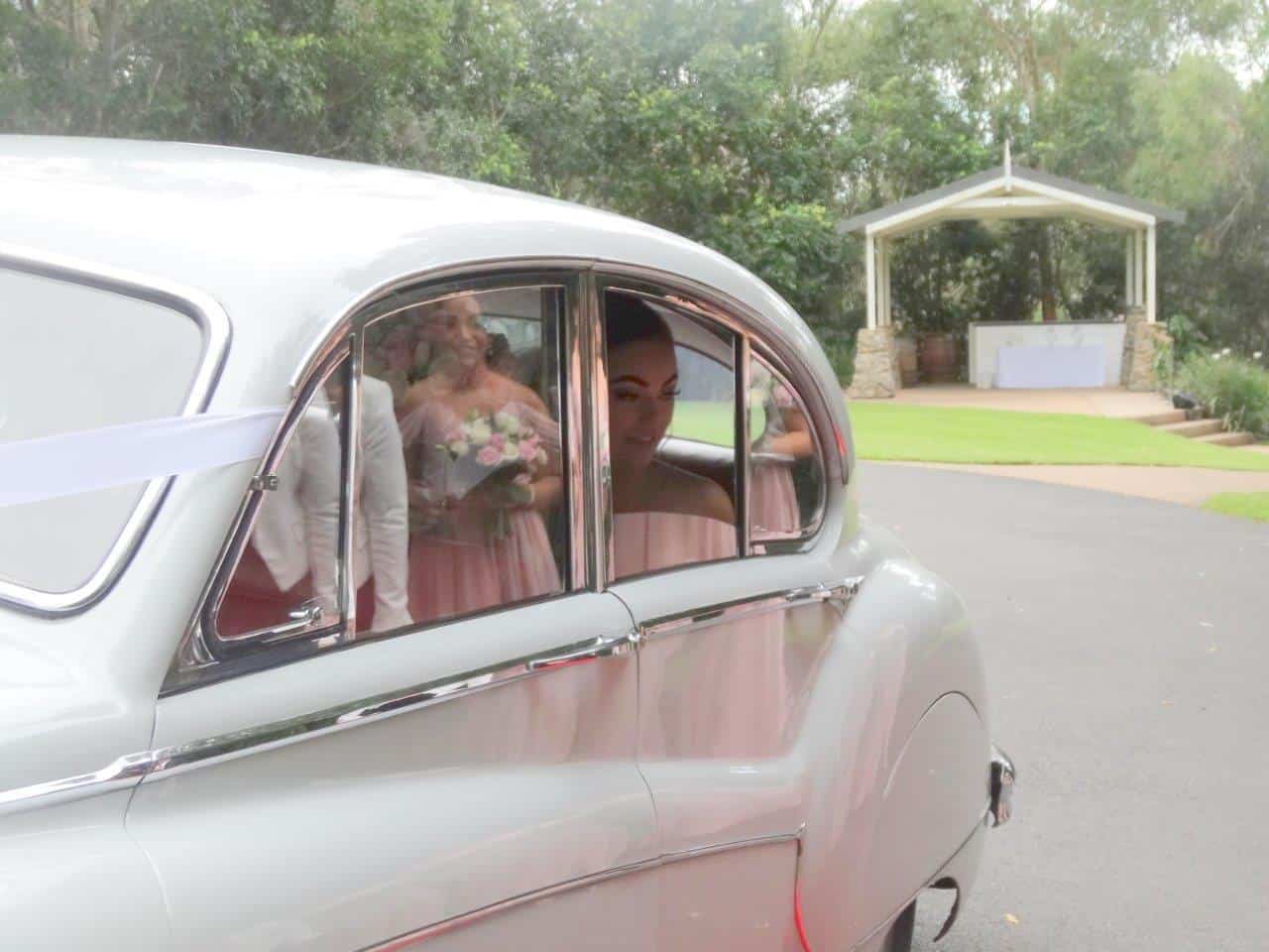 Side window of Jag Wedding car